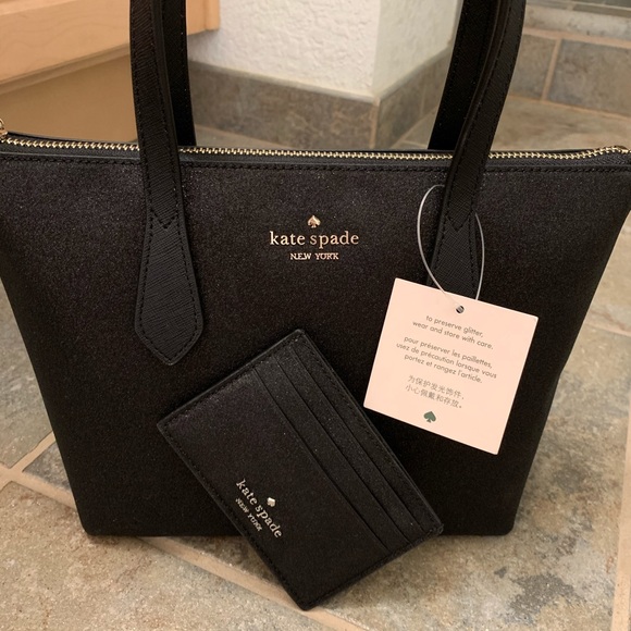 KATE SPADE JOELEY BLACK SATCHEL BAG CARD HOLDER - Picture 2 of 8